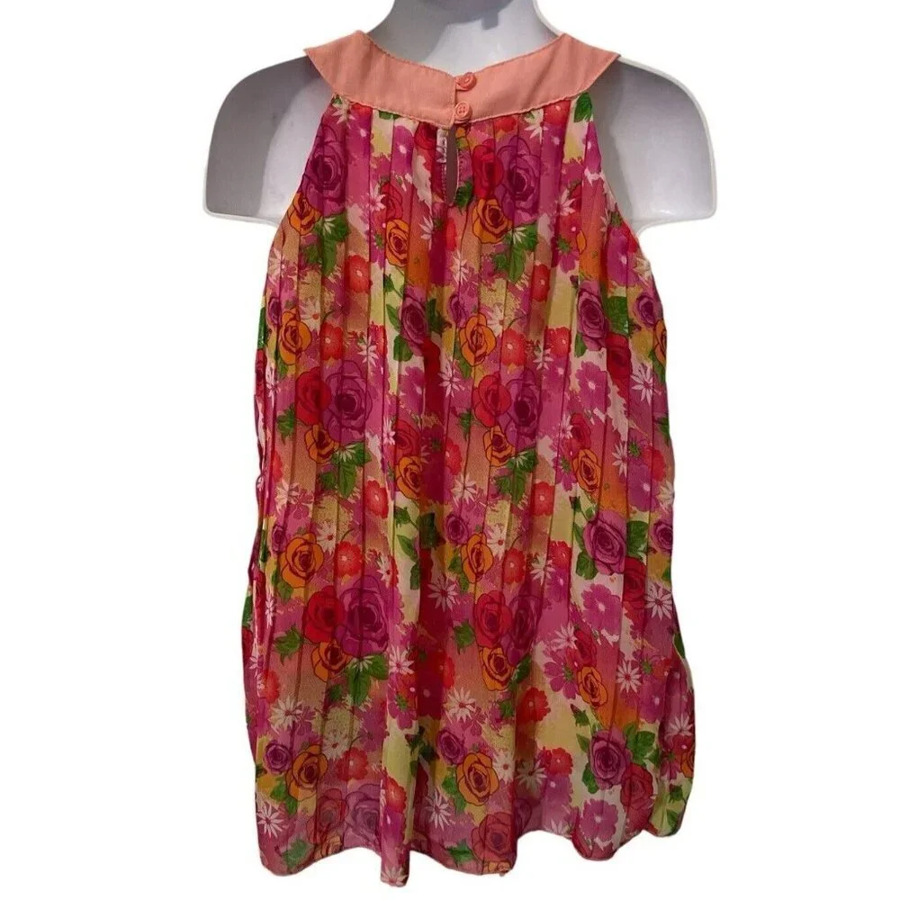 Healthtex Girls Floral Pleated Dress Size 3T Pink Lined